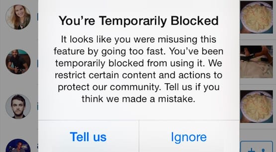 Blocked on Instagram