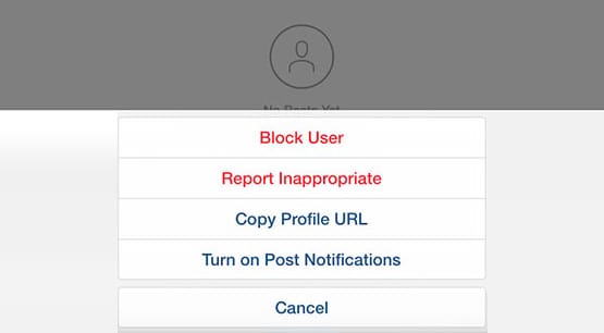 Block on instagram