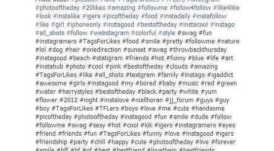 Wall of Hashtags