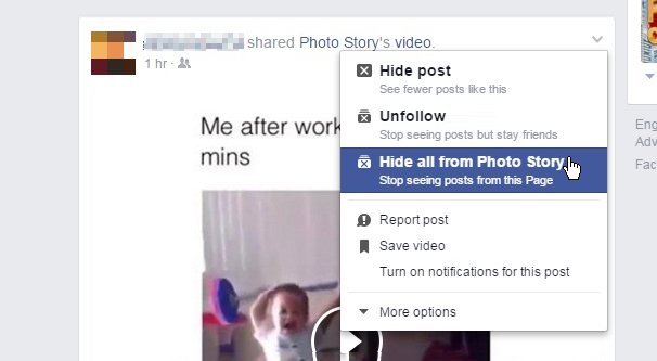 Hiding a Post on Facebook